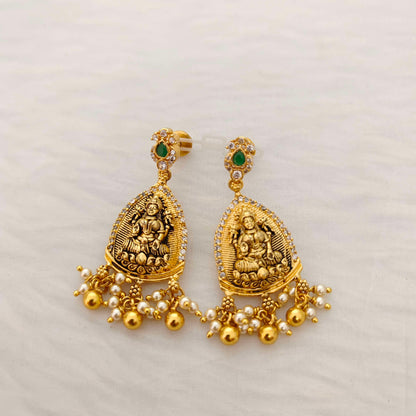 earrings silver lakshmi devi earrings -rcv269 92.5 silver ramala jewelry / ramala collections