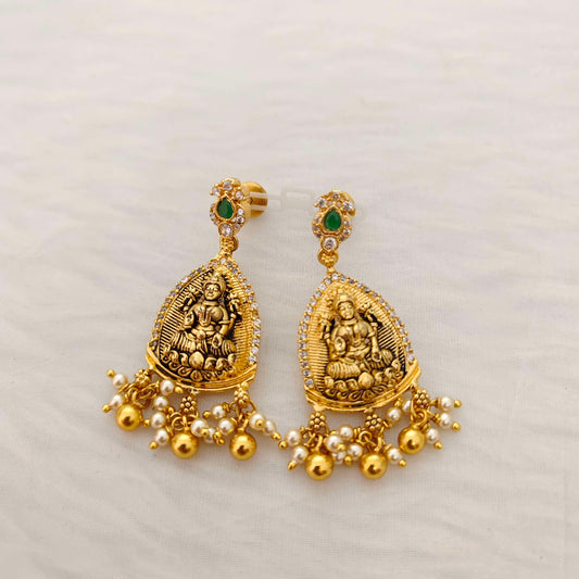earrings silver lakshmi devi earrings -rcv269 92.5 silver ramala jewelry / ramala collections