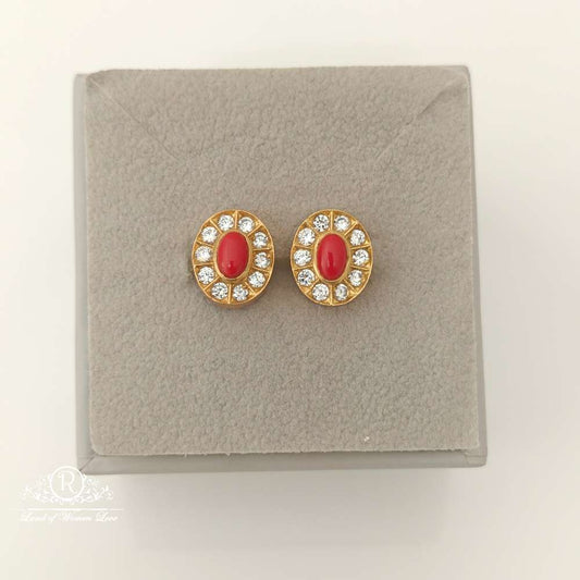 stud silver coral stud earrings-rcl02 coral 92.5 silver ramala jewelry / ramala collections