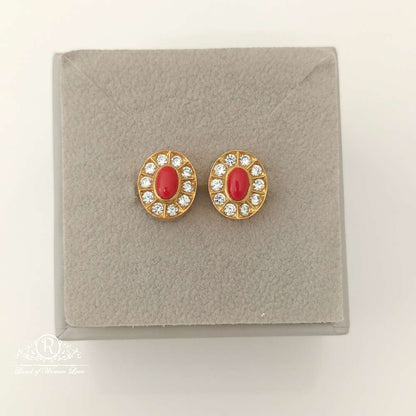 stud silver coral stud earrings-rcl02 coral 92.5 silver ramala jewelry / ramala collections