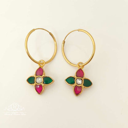 Silver Kundan Stones Design Earrings- RC87-75P59