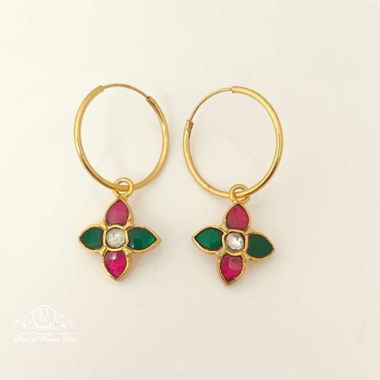 Silver Kundan Stones Design Earrings- RC87-75P59