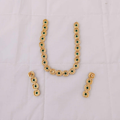 Silver CZ-gold polish set wise necklace -RCP043,RCP058