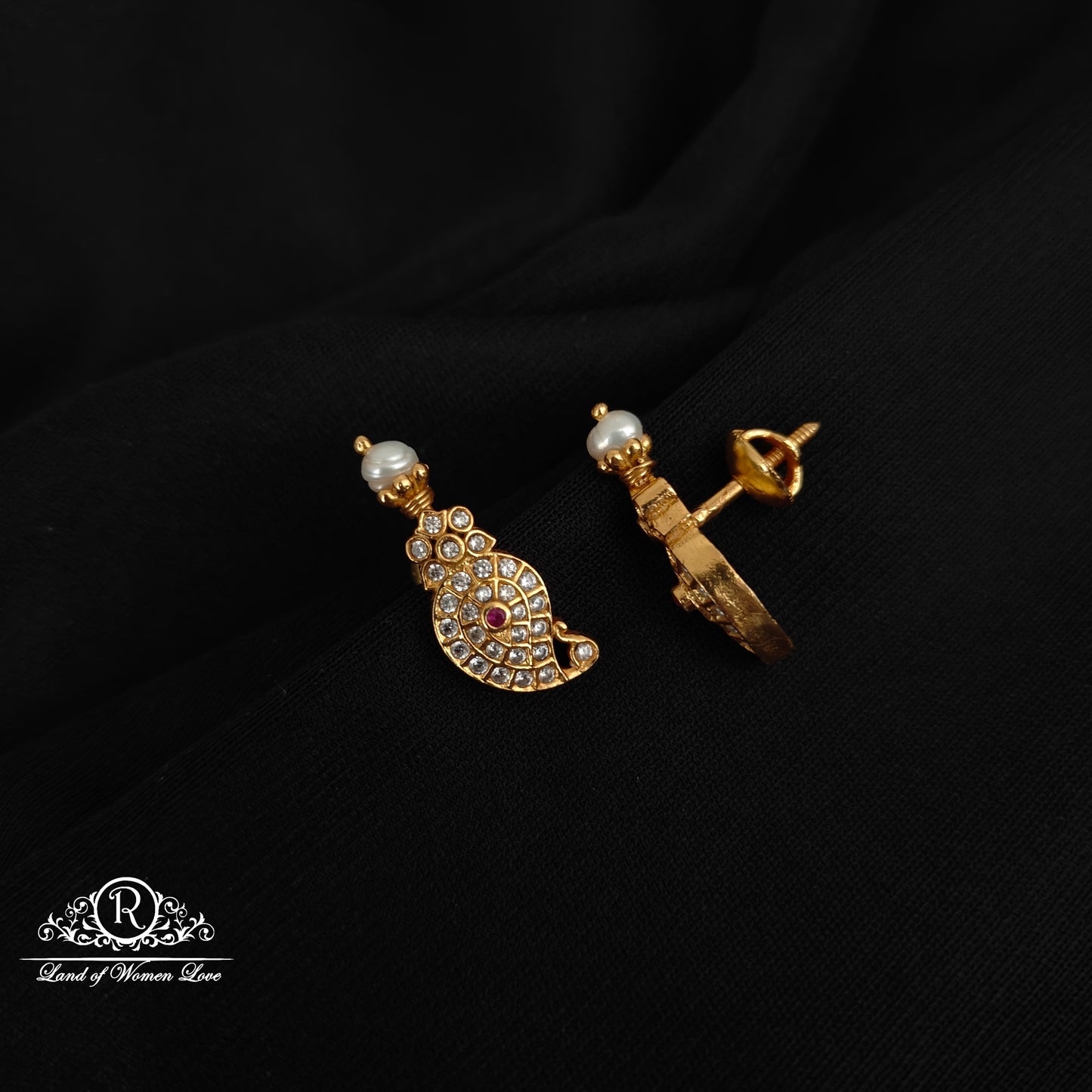 92.5 Silver Mango Design CZ-'s Earrings-RCCP446-19