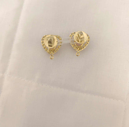 Silver CZ- Heart Design Earrings With Matching Locket-JR208JR209