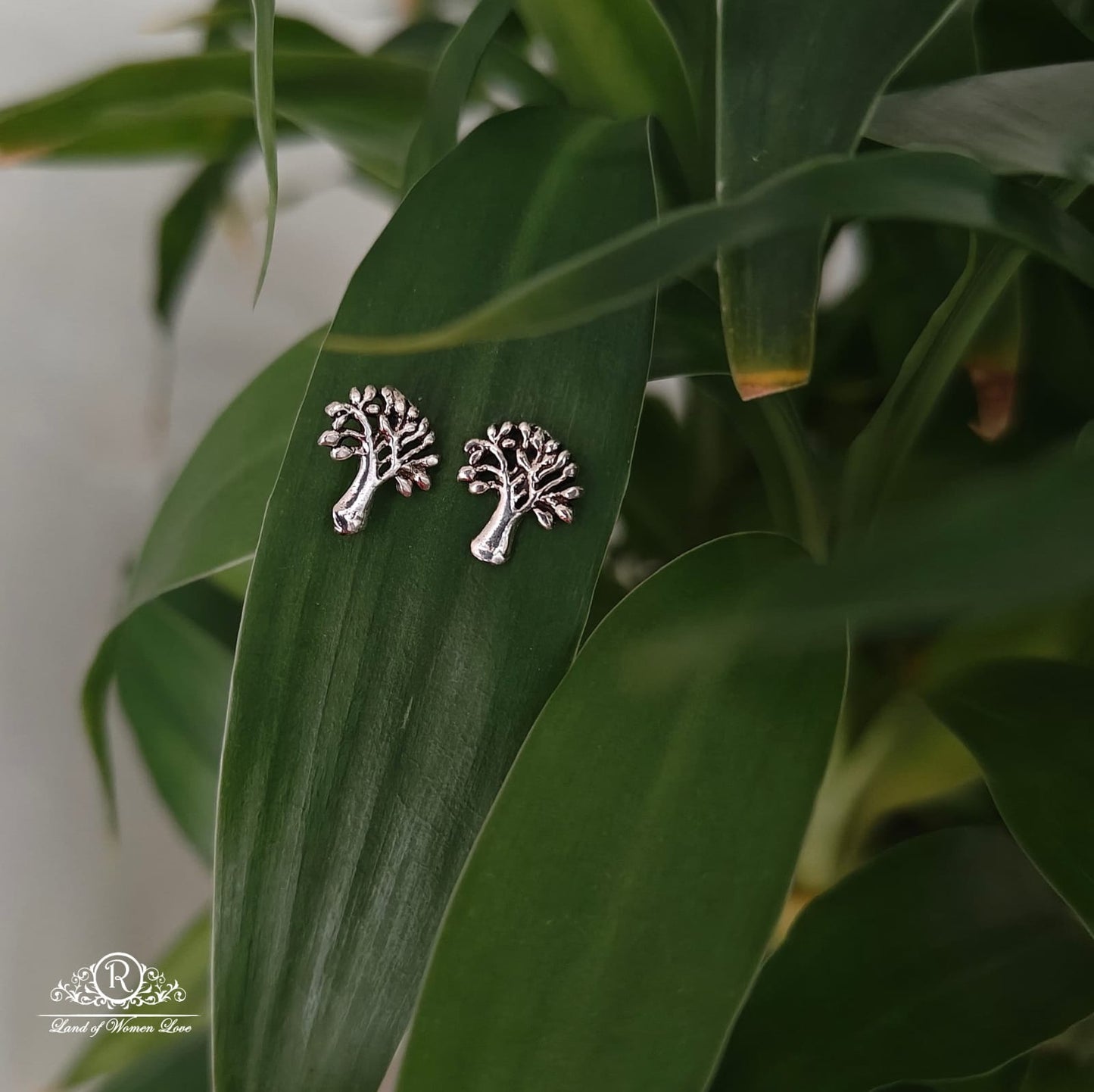 stud silver tree design kids earrings -rchs27 92.5 silver ramala jewelry / ramala collections
