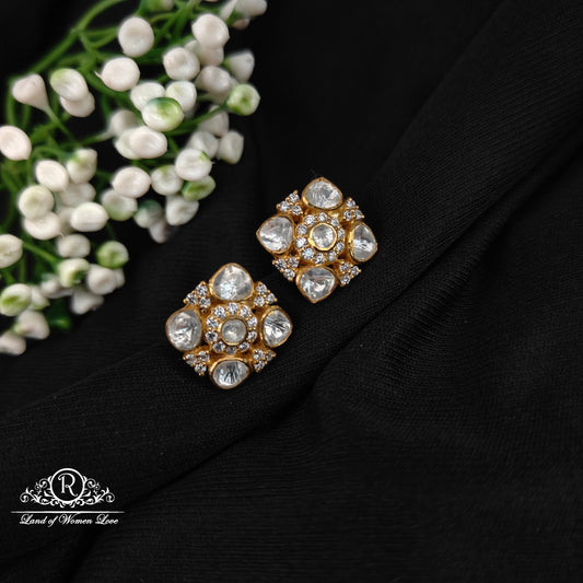 earrings 92.5 silver simple and cute earrings with white stones -rcad03 92.5 silver ramala jewelry / ramala collections