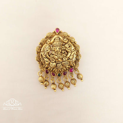 Silver With Antic Finish Lakshmi Devi Locket-V017