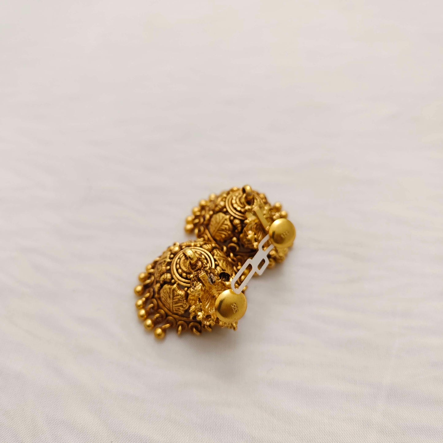 Silver base gold polish jhumkas -RCJR483