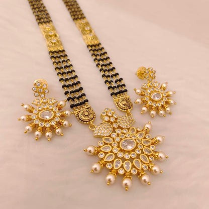 Silver black beads 3 lines chain-RCD436