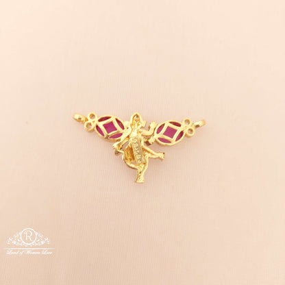 Silver With Kempu Stones Ganesh Locket-M81