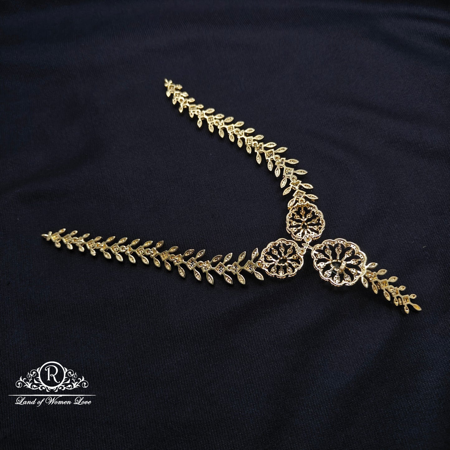 Diamond finishing Silver Necklace set-RCDS031