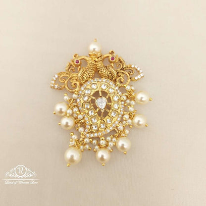 Silver White Stones Peacock Design Locket-JR84