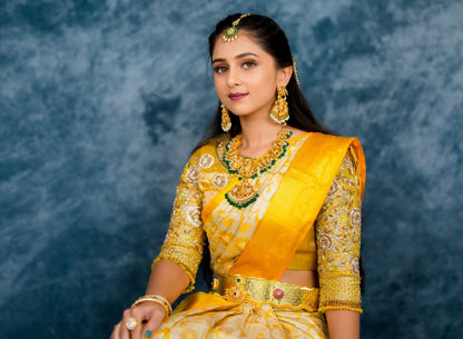 Silver Dhasavatharam Design Necklace With Earrings-S761762