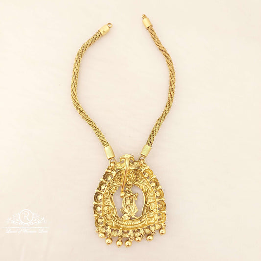 Silver With God Radha Krishna Design Necklace