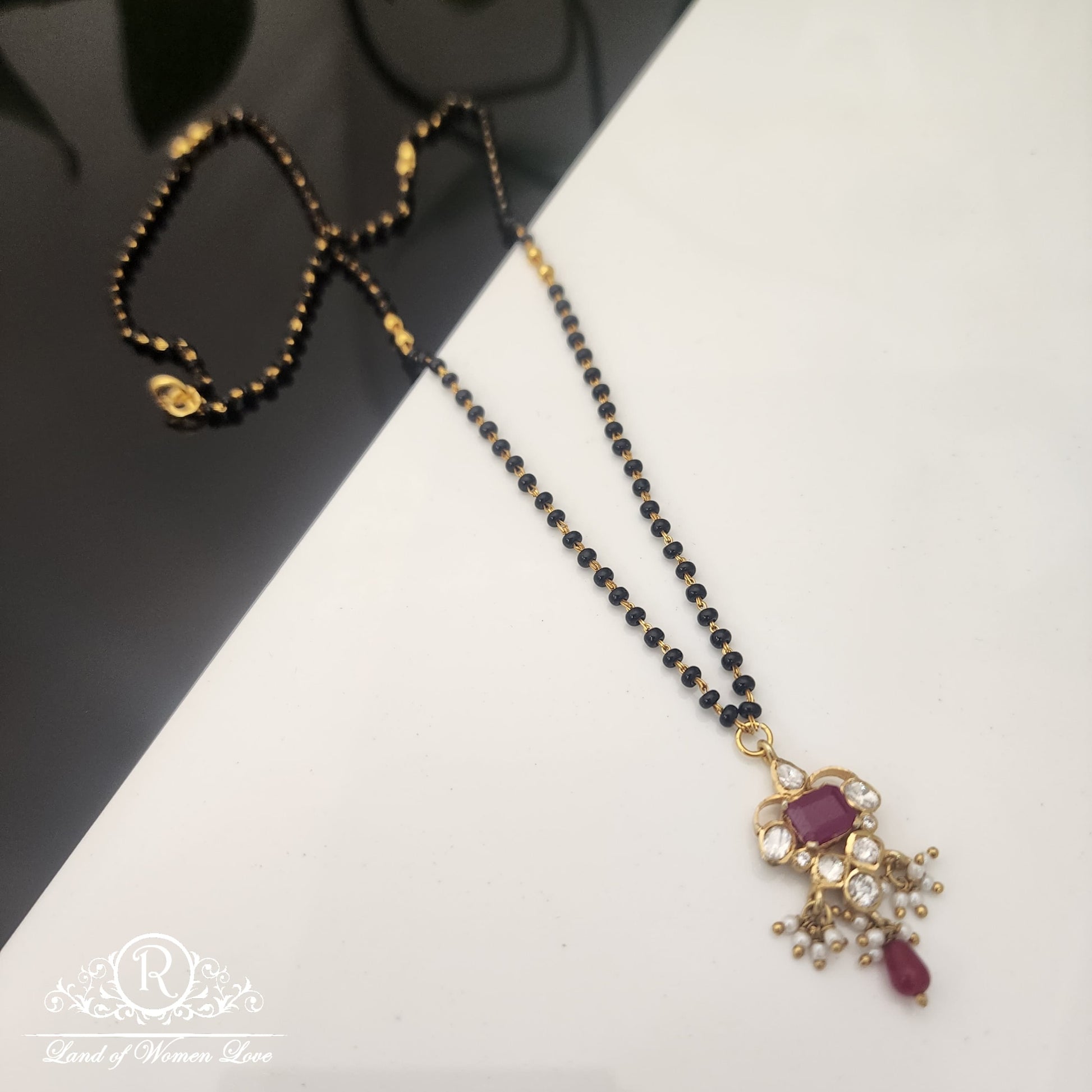 pendant silver black beads chain-rch477 92.5 silver ramala jewelry / ramala collections