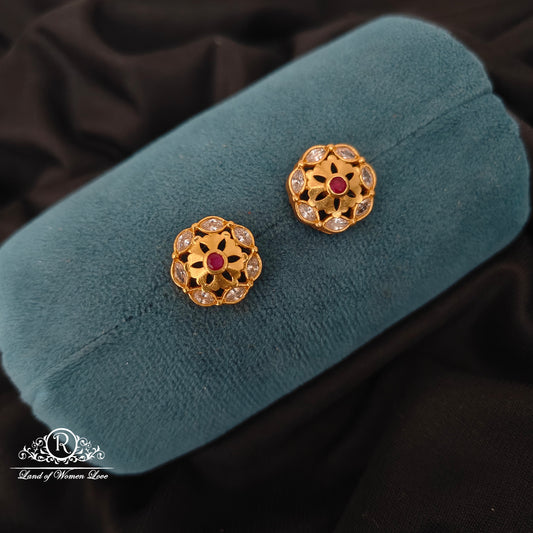 earrings 92.5 silver simple and cute earrings with flower design- rccp455 92.5 silver ramala jewelry / ramala collections
