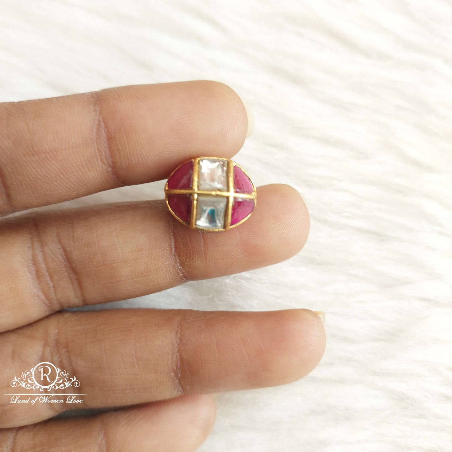 Silver Kundan Gold Ball-SA479