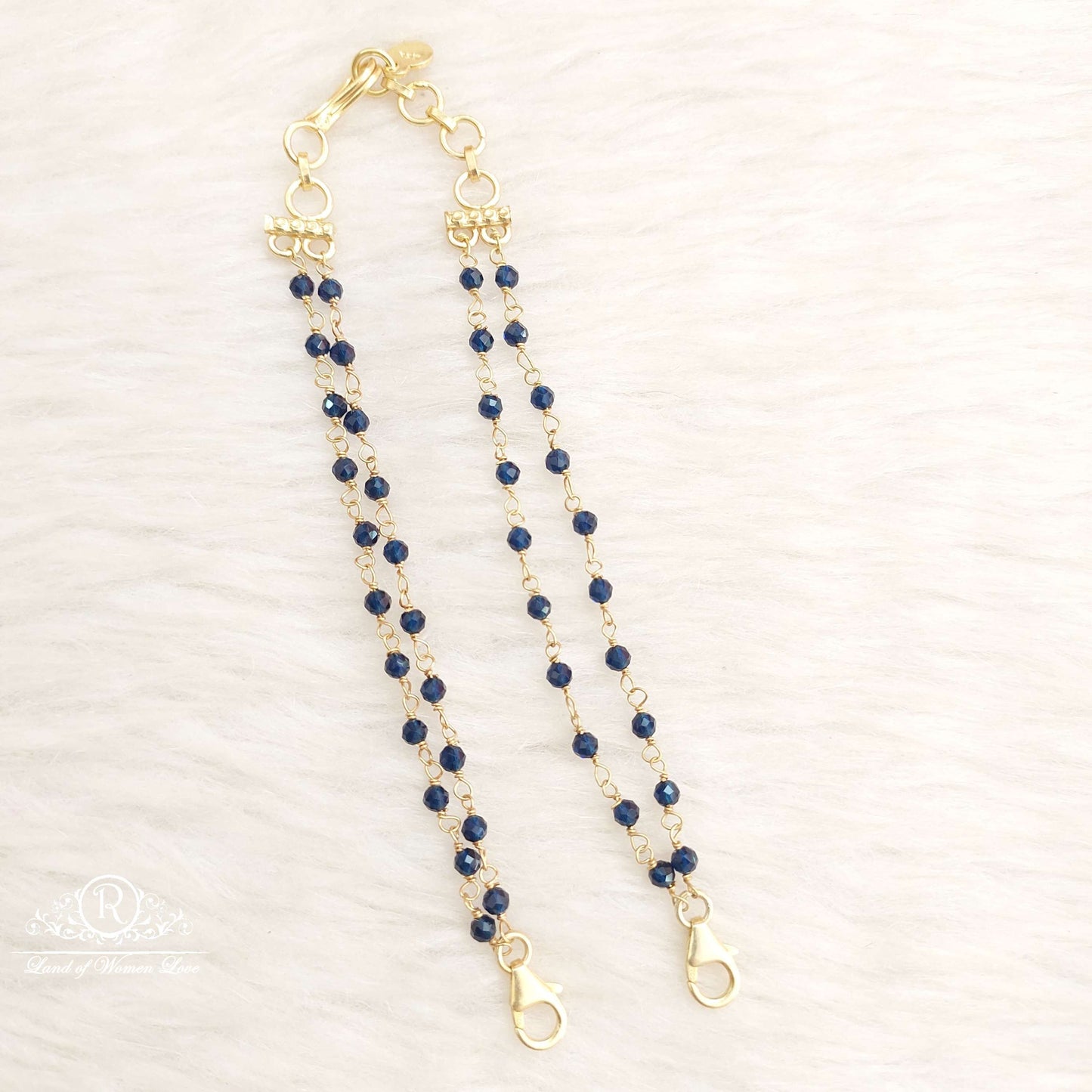 Silver Blue Diamonds Back Chain-H058