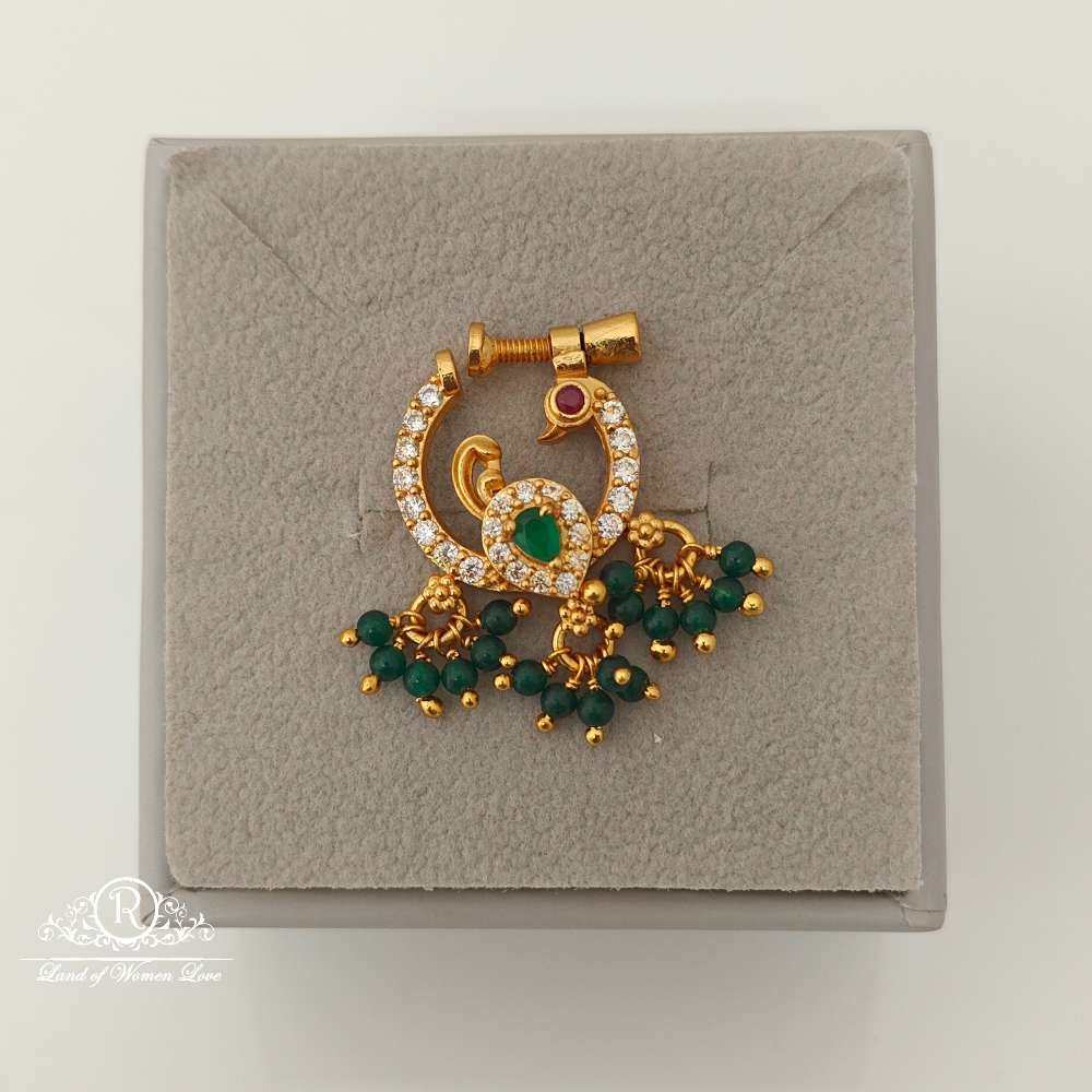 nose pin silver peacock design nose pin-rcjr658 92.5 silver ramala jewelry / ramala collections