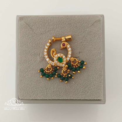 nose pin silver peacock design nose pin-rcjr658 92.5 silver ramala jewelry / ramala collections