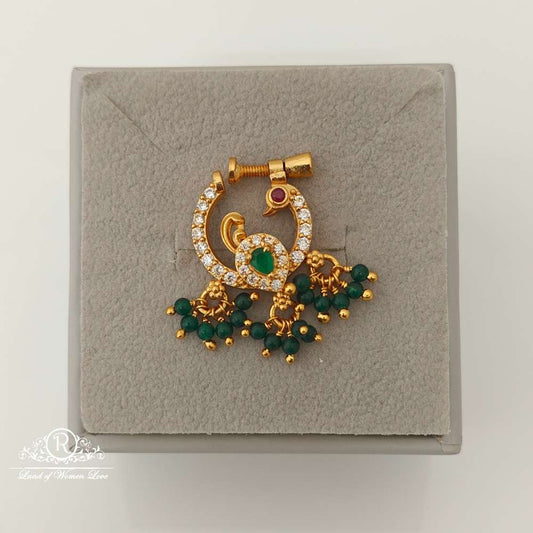 nose pin silver peacock design nose pin-rcjr658 92.5 silver ramala jewelry / ramala collections