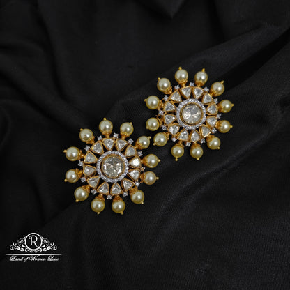 earrings 92.5 silver polki pearls earrings-rcsj005 polki 92.5 silver ramala jewelry / ramala collections