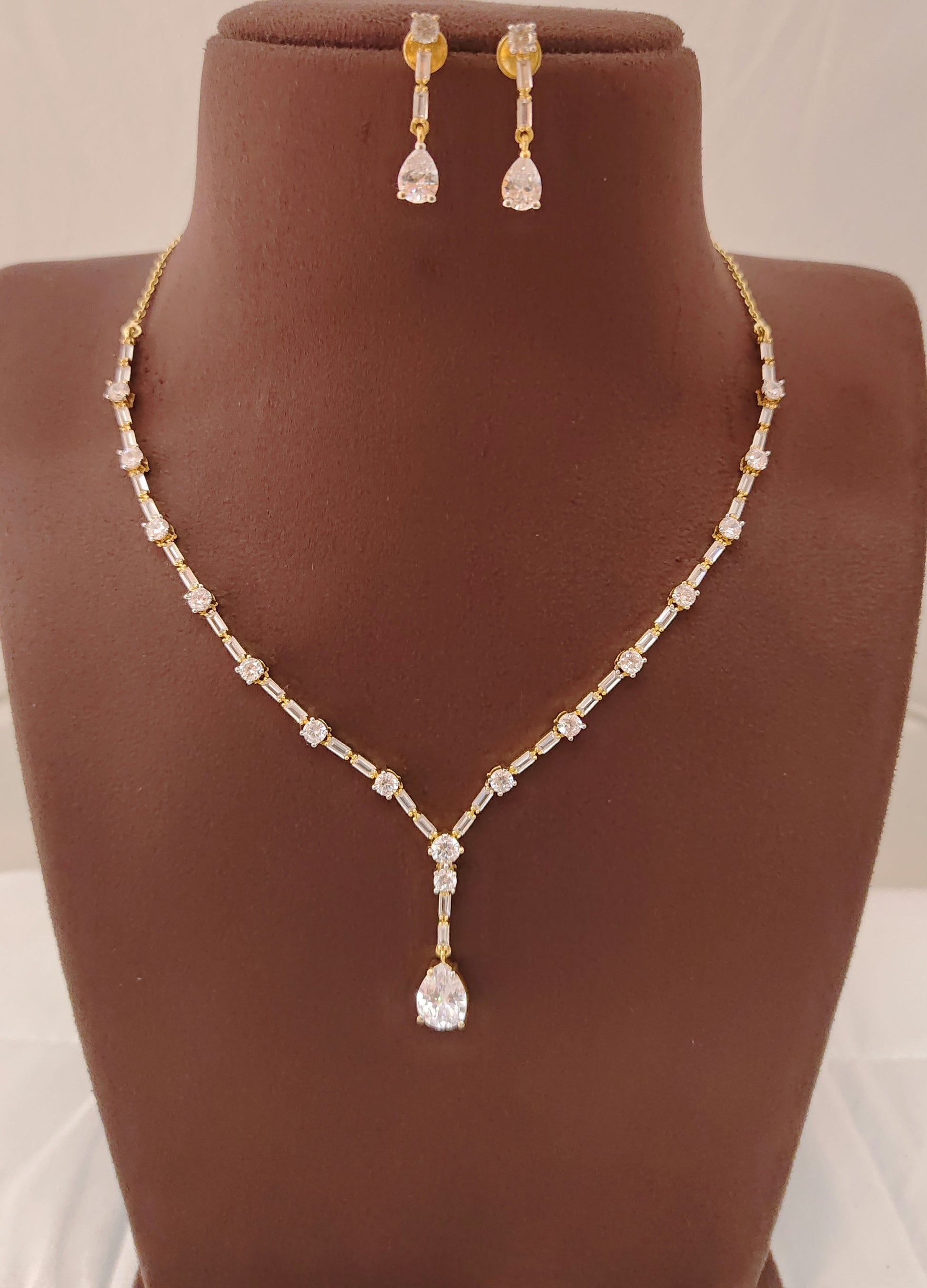 earrings silver cz- white stones necklace with matching earrings-rces27rces28 cz 92.5 silver ramala jewelry / ramala collections