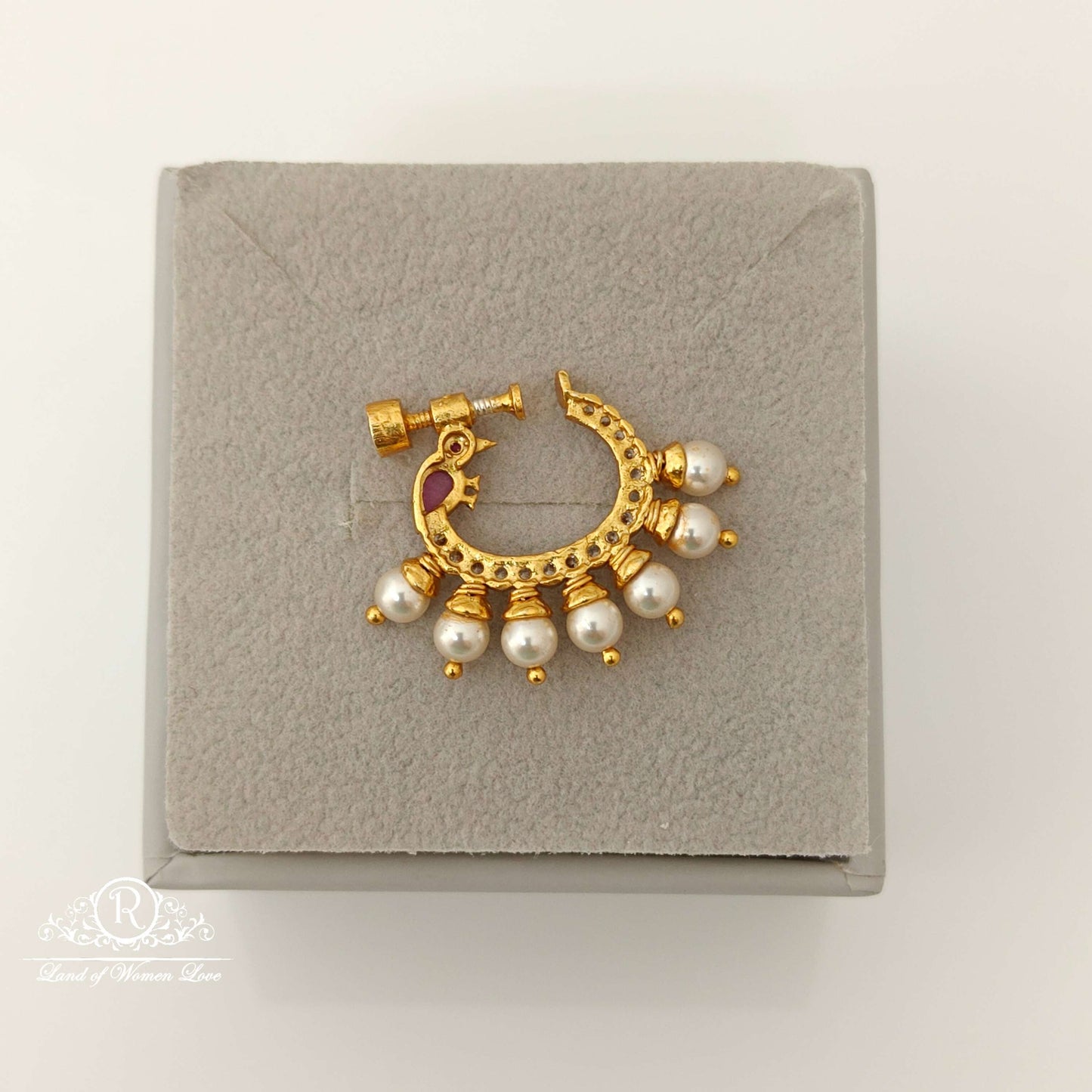 Silver Peacock Design Nose pin-RCJR665