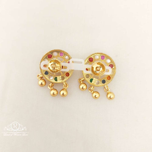 Silver Navaratna Stones Earrings-C211