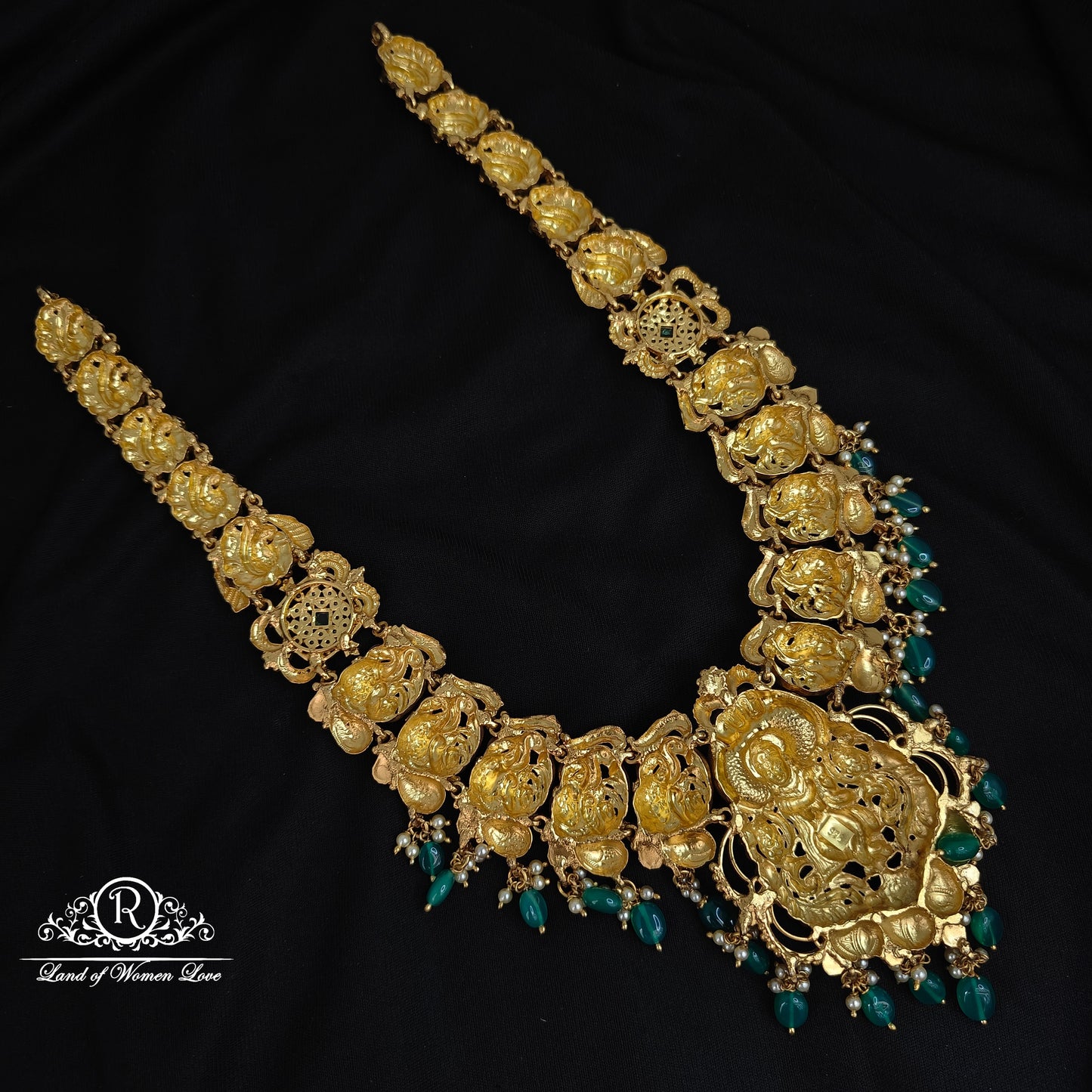 92.5 Silver Lord Krishna and peacock design Haram-RCM1158