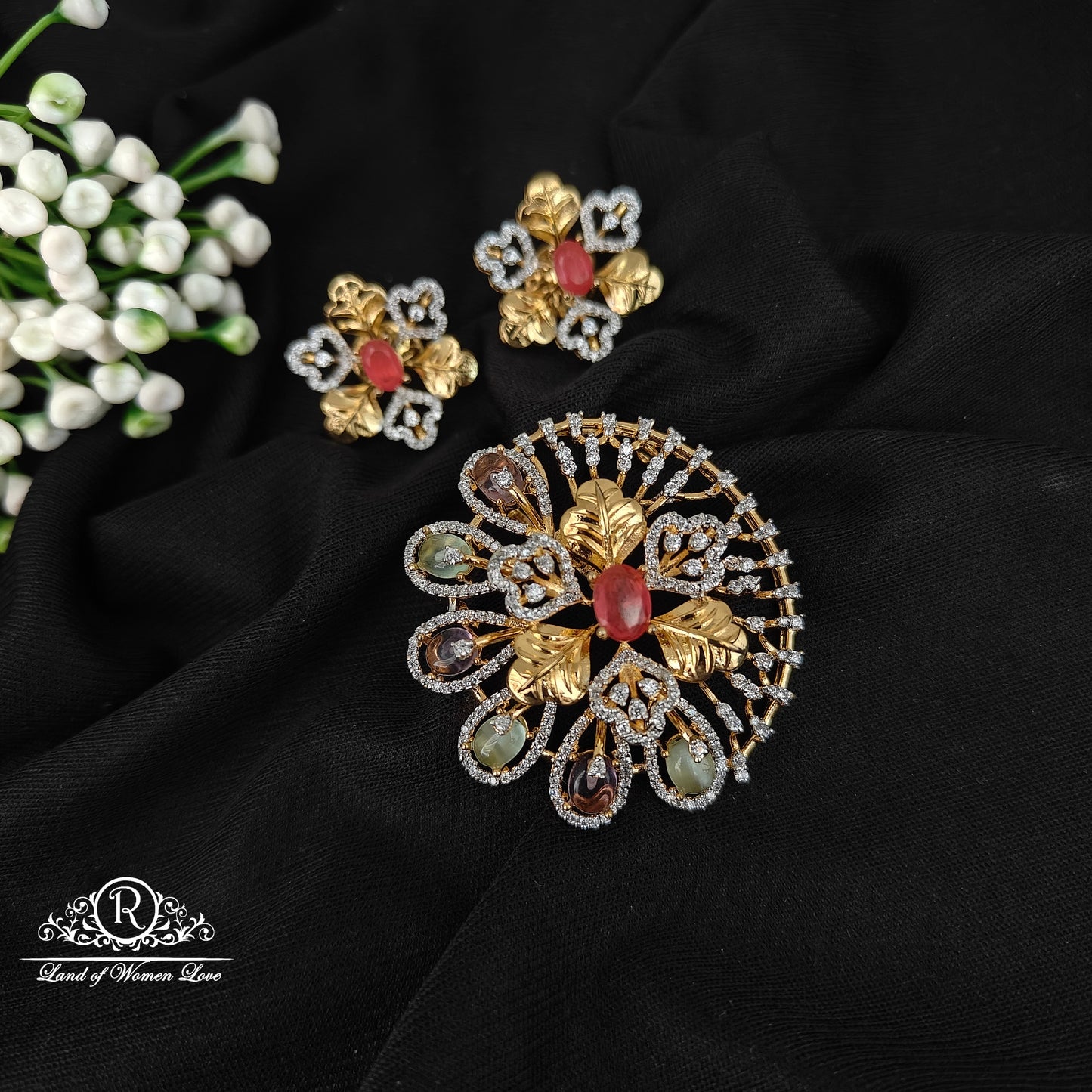 earrings 92.5 silver simple and cute pendent with earrings 92.5 silver ramala jewelry / ramala collections