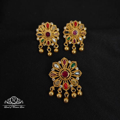 Silver Navaratna earrings-RCCP292