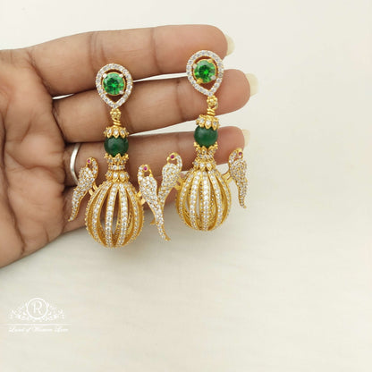 Silver Peacock CZ- Earrings-D015