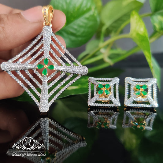 earrings silver diamond finishing earrings with locket set -rct138 cz 92.5 silver ramala jewelry / ramala collections