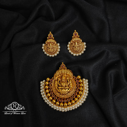 Silver lakshmi devi pearls Locket -RCJR746