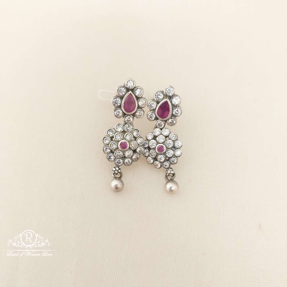 earrings silver white stones earrings-m316 92.5 silver ramala jewelry / ramala collections