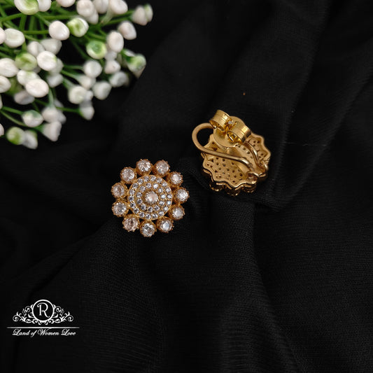 92.5 silver simple and Cute earrings with white stones -RCAD01