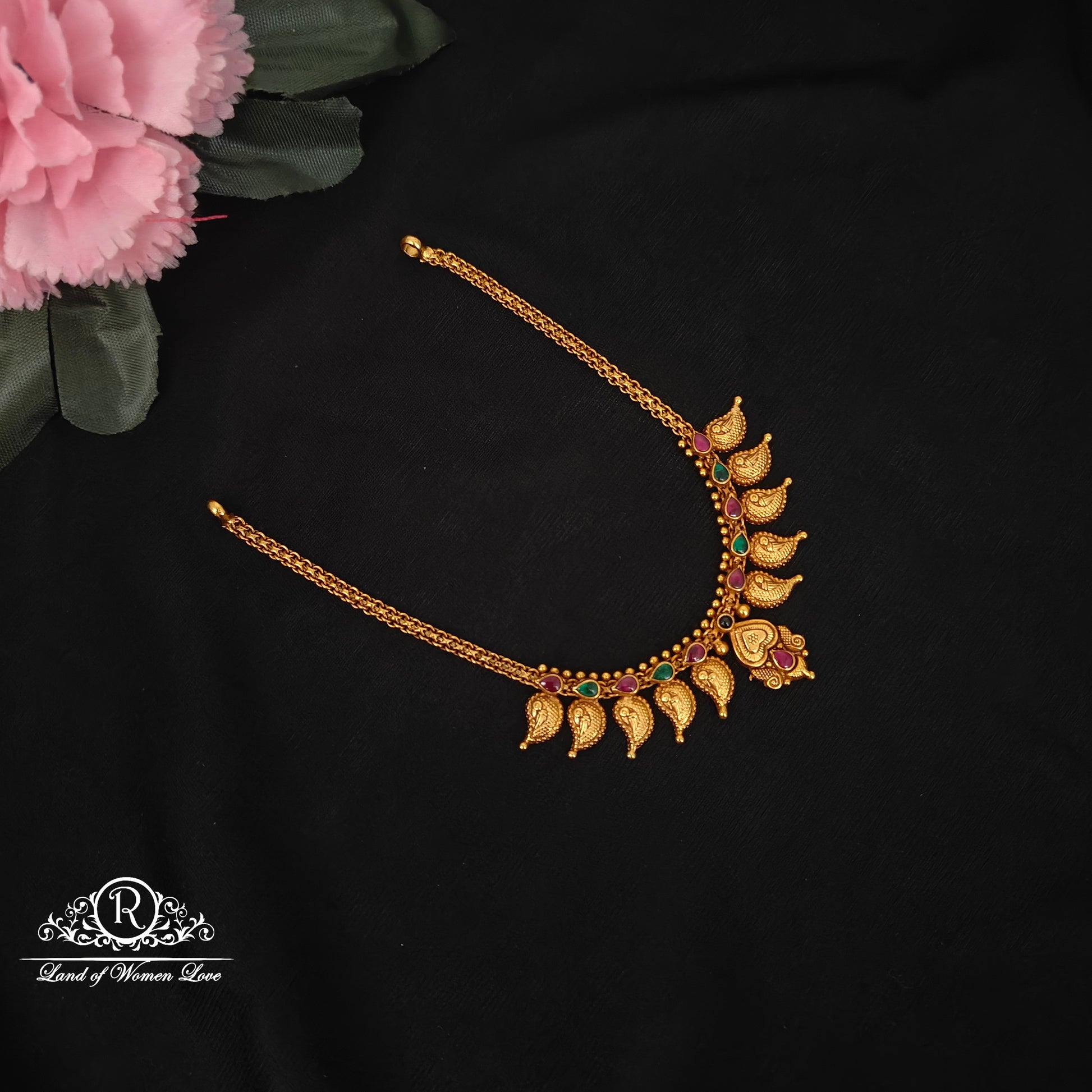 necklace 92.5 silver simple and cute necklace with mango design -rcz90 92.5 silver ramala jewelry / ramala collections