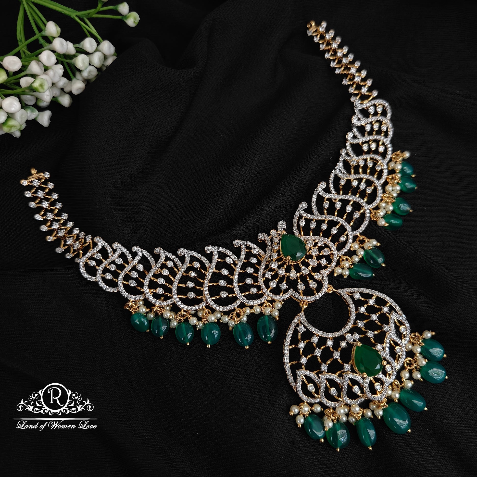 earrings silver diamond finishing necklace -rcm294 92.5 silver ramala jewelry / ramala collections