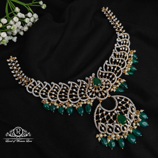 earrings silver diamond finishing necklace -rcm294 92.5 silver ramala jewelry / ramala collections