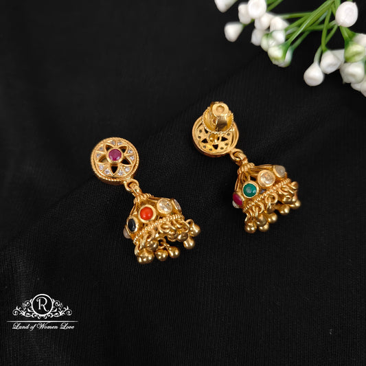 92.5 Silver Navaratna jhumkas-RCCP410