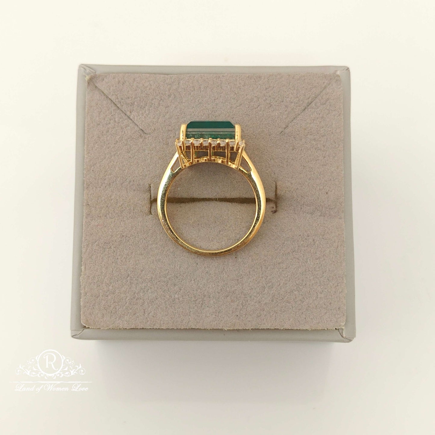 Silver Green Stone Design Finger Ring-RCMJ169