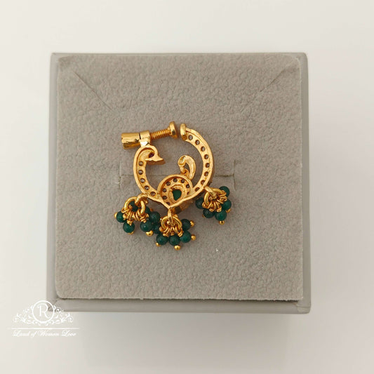 Silver Peacock Design Nose Pin-RCJR658