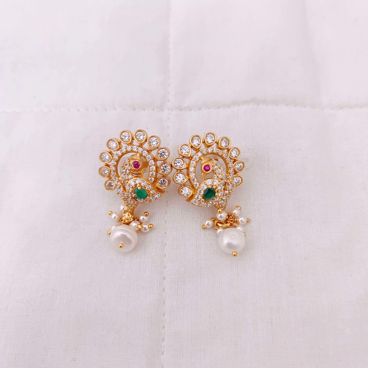 earrings silver cz-gold polish earrings -rcm524 cz 92.5 silver ramala jewelry / ramala collections