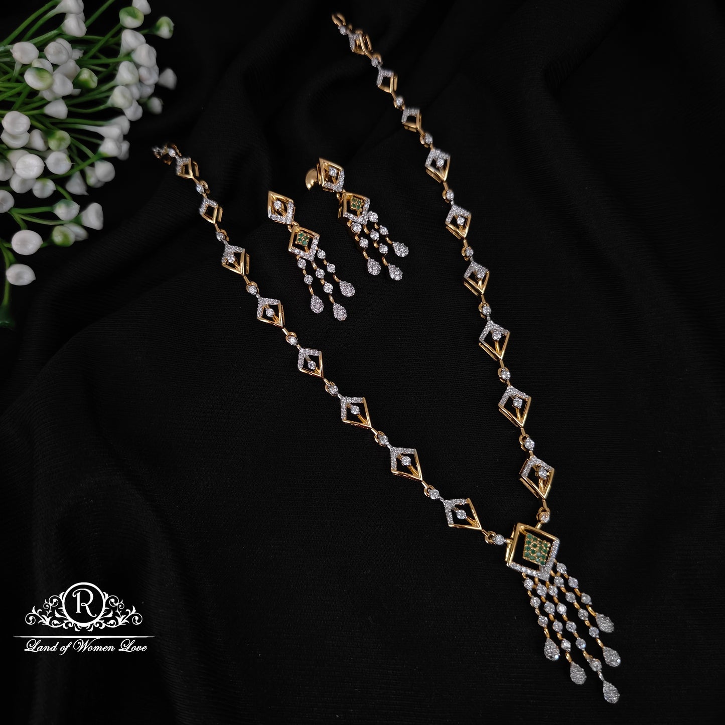 earrings 92.5 silver simple and cute necklace and earrings set - rcbg041 92.5 silver ramala jewelry / ramala collections