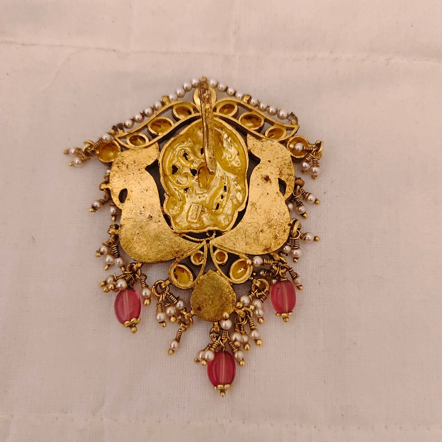 Silver CZ-gold polish locket design -RCM566