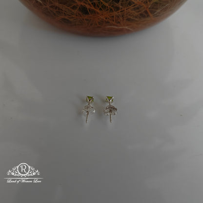 92.5 Silver Emerald yellow green coloured stud earrings-RCHS34-4