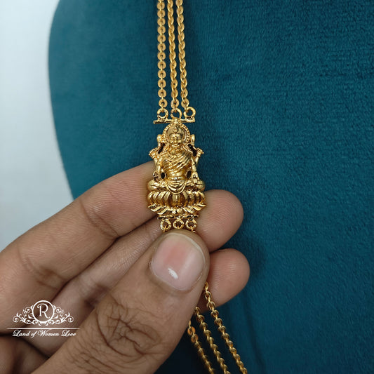 92.5 silver simple and Cute chandraharam with Lakshmi Devi locket - RCK282