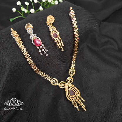 92.5 silver simple and Cute necklace with earrings -RCM091246